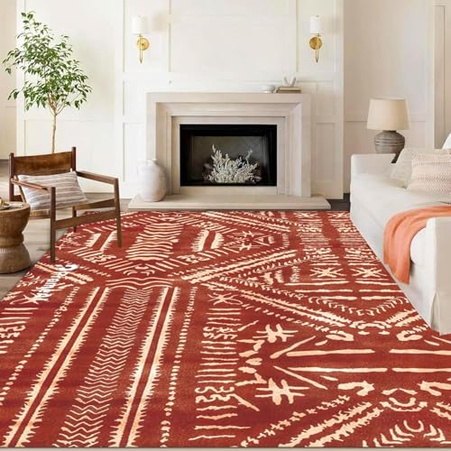 ZLXMN Azteken-Serie Teppich 160x200cm SüDwestlicher Einheimischer Ethnischer FläChenteppich füR Wohnzimmer KüChe Weiche rutschfeste FußMatten Innenbereich Kurzflor Gebrannter Rot-Orange-Teppich ZLXMN Azteken-Serie Teppich 160x200cm SüDwestlicher Einheimischer Ethnischer FläChenteppich füR Wohnzimmer KüChe Weiche rutschfeste FußMatten Innenbereich Kurzflor Gebrannter Rot-Orange-Teppich von ZLXMN