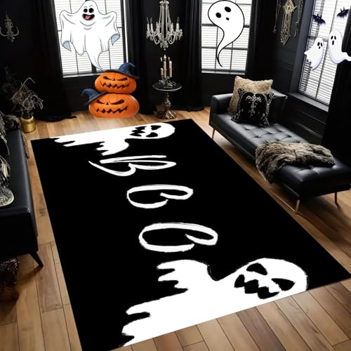 ZLXMN Buuuh Geist Teppiche Gegend 70x140cm Schwarz-WeißEr Horror-Geisterteppich Niedriger Flor Langlebig Mit Rutschfester RüCkseite Halloween Dekor Waschbare Matte füR Wohnzimmer Schlafzimmer ZLXMN Buuuh Geist Teppiche Gegend 70x140cm Schwarz-WeißEr Horror-Geisterteppich Niedriger Flor Langlebig Mit Rutschfester RüCkseite Halloween Dekor Waschbare Matte füR Wohnzimmer Schlafzimmer von ZLXMN