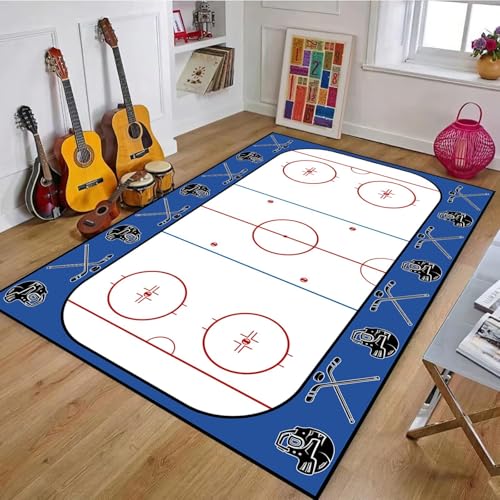 ZLXMN Eishockey-Spielfeld-Teppiche,180x230cm,Blau-Roter Sportplatz-Teppich, rutschfest Waschbar Fusselfrei Nachttisch-Teppiche füR Schlafzimmer Wohnzimmer Sportveranstaltung Stadion MäNnerhöHle ZLXMN Eishockey-Spielfeld-Teppiche,180x230cm,Blau-Roter Sportplatz-Teppich, rutschfest Waschbar Fusselfrei Nachttisch-Teppiche füR Schlafzimmer Wohnzimmer Sportveranstaltung Stadion MäNnerhöHle von ZLXMN