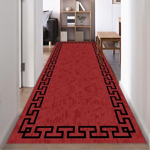 ZLXMN Extra Langer Waschbar Griechischen Roter TeppichläUfer, 100x300cm,Retro-Klassiker Flur Korridor Lange FußMatten Rutschfester Gepolsterte KüChenmatte füR Gang Eingangsbereich ZLXMN Extra Langer Waschbar Griechischen Roter TeppichläUfer, 100x300cm,Retro-Klassiker Flur Korridor Lange FußMatten Rutschfester Gepolsterte KüChenmatte füR Gang Eingangsbereich von ZLXMN