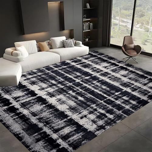 ZLXMN Extra große abstrakte Teppiche, 120x180cm,kurzer Flor rutschfest waschbar dunkelblau schwarz grau Retro-Teppich im europäischen Stil für die Wohnzimmerlounge von ZLXMN