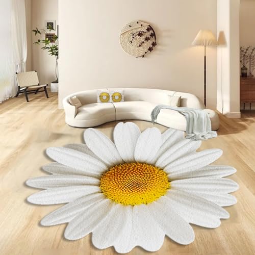 ZLXMN Flauschige WeißE GäNseblüMchenform Runden FläChenteppiche 180cm Weicher Dicker Kaschmir-Imitat UnregelmäßIg Teppiche füR Wohnzimmer Schlafzimmer Badezimmer Waschbare Weiche Bodenmatte ZLXMN Flauschige WeißE GäNseblüMchenform Runden FläChenteppiche 180cm Weicher Dicker Kaschmir-Imitat UnregelmäßIg Teppiche füR Wohnzimmer Schlafzimmer Badezimmer Waschbare Weiche Bodenmatte von ZLXMN