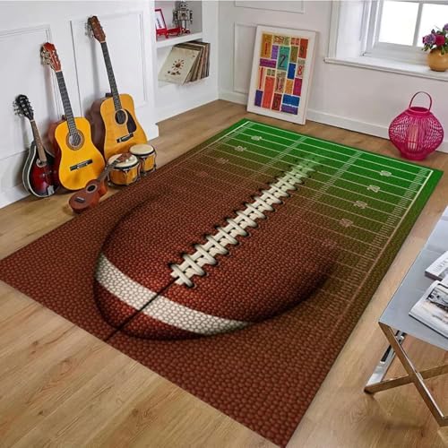 ZLXMN FußBallteppich füR Jungenschlafzimmer,60x110cm, Mit Rutschfester RüCkseite FußBallfeldteppich, Maschinenwaschbarer Indoor-Akzent-Sportfeldteppich füR Wohnzimmer GroßEr Teppich von ZLXMN