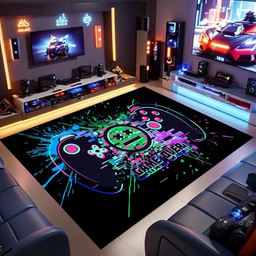 ZLXMN Game Gamepad Teppiche 100x150cm Kurzflorig Waschbar Farbiger Gamecontroller Gaming Teppiche Gegend füR Jungenzimmer Teenager Kinder Spielmatte Gaming SchlafzimmerzubehöR Game Over Innenmatte ZLXMN Game Gamepad Teppiche 100x150cm Kurzflorig Waschbar Farbiger Gamecontroller Gaming Teppiche Gegend füR Jungenzimmer Teenager Kinder Spielmatte Gaming SchlafzimmerzubehöR Game Over Innenmatte von ZLXMN