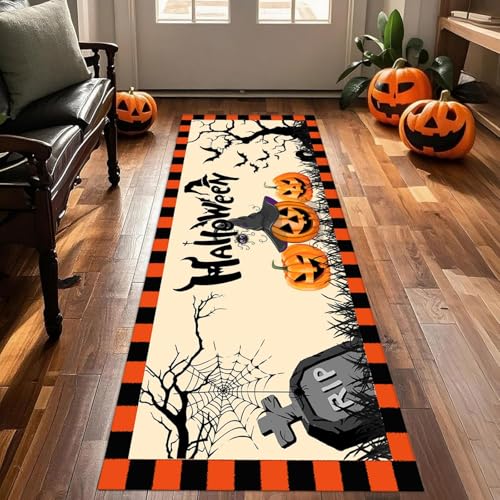 ZLXMN Halloween-BodenläUfer füR Flur,120x170cm,rutschfeste SüßE KüRbis Fallen KüChenmatten,Halloween-Dekorationen Waschbarer Indoor-Teppich füR Schlafzimmer WaschküChe Korridor ZLXMN Halloween-BodenläUfer füR Flur,120x170cm,rutschfeste SüßE KüRbis Fallen KüChenmatten,Halloween-Dekorationen Waschbarer Indoor-Teppich füR Schlafzimmer WaschküChe Korridor von ZLXMN