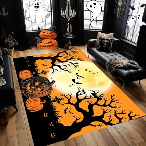 ZLXMN Halloween-KüRbis-Teppich 60x90cm Gruseliger KüRbiskopf-Laternen-Teppich Kurzflorig rutschfest Kurzflorig rutschfest Waschbar Gothic-Vorleger füR Wohnzimmer Schwarz-Orange DüNne FußMatte ZLXMN Halloween-KüRbis-Teppich 60x90cm Gruseliger KüRbiskopf-Laternen-Teppich Kurzflorig rutschfest Kurzflorig rutschfest Waschbar Gothic-Vorleger füR Wohnzimmer Schwarz-Orange DüNne FußMatte von ZLXMN