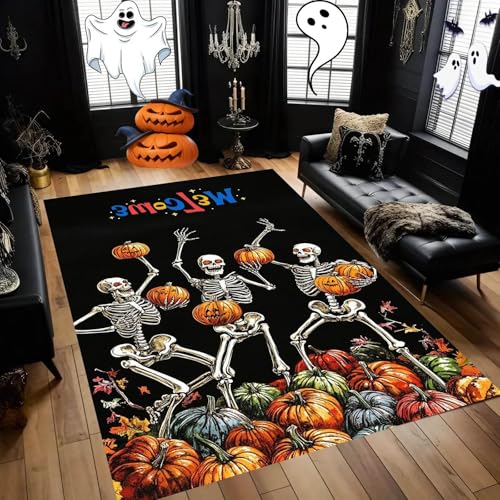 ZLXMN Halloween-Willkommens Teppiche Gegend 140x200cm HerbstküRbisse Gothic-Teppich Happy Skull Kurzflorige Waschbare Matte füR Eingangsbereich Extra GroßEr Wohnzimme Esszimmerteppich ZLXMN Halloween-Willkommens Teppiche Gegend 140x200cm HerbstküRbisse Gothic-Teppich Happy Skull Kurzflorige Waschbare Matte füR Eingangsbereich Extra GroßEr Wohnzimme Esszimmerteppich von ZLXMN