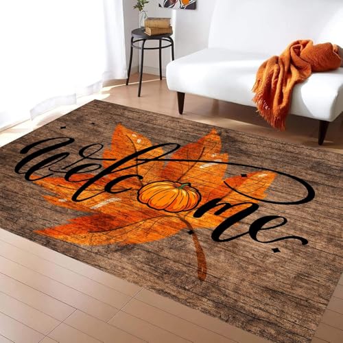 ZLXMN Herbstdekor KüRbis-Ahornblatt-Willkommensteppich füR Eingangsbereich, 180x230cm,Kurzfloriger Waschbarer Wohnzimmerteppich füR Schlafzimmer KüChe Esszimmer Vintage-Anti-Rutsch-Teppich ZLXMN Herbstdekor KüRbis-Ahornblatt-Willkommensteppich füR Eingangsbereich, 180x230cm,Kurzfloriger Waschbarer Wohnzimmerteppich füR Schlafzimmer KüChe Esszimmer Vintage-Anti-Rutsch-Teppich von ZLXMN