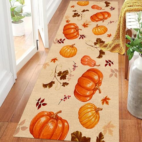 ZLXMN Herbstlicher KüRbis-Erntedank-KüChenläUfer,60x240cm,rutschfest Innen Flur Waschbare Matte, Vintage-Bauernhaus-Ernte-Herbst-Teppich füR Den Eingang, Lange FußMatte ZLXMN Herbstlicher KüRbis-Erntedank-KüChenläUfer,60x240cm,rutschfest Innen Flur Waschbare Matte, Vintage-Bauernhaus-Ernte-Herbst-Teppich füR Den Eingang, Lange FußMatte von ZLXMN