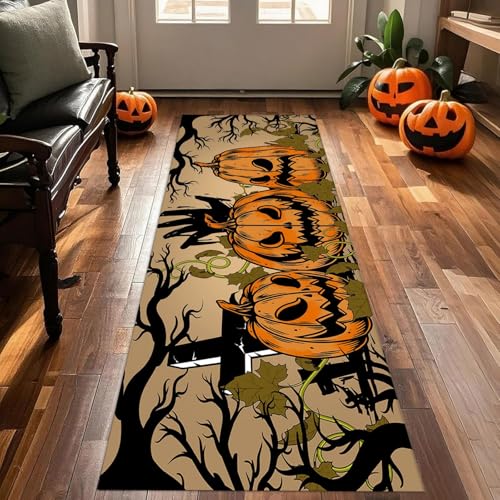 ZLXMN Horror KüRbis Halloween Lange FußMatte,80x200cm,Innenbereich Herbstdeko TeppichläUfer füR Flure rutschfeste Waschbare TeppichläUfer füR KüChe Schlafzimmer Badezimmer Weiche Matte ZLXMN Horror KüRbis Halloween Lange FußMatte,80x200cm,Innenbereich Herbstdeko TeppichläUfer füR Flure rutschfeste Waschbare TeppichläUfer füR KüChe Schlafzimmer Badezimmer Weiche Matte von ZLXMN