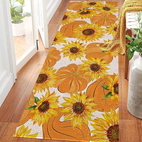 ZLXMN KüRbis Sonnenblume Fallen LäUferteppich,120x300cm,Waschbare rutschfeste KüChenmatten,Niedrigem Flor StrapazierfäHig Thanksgiving TeppichläUfer füR Flure Schlafzimmer ZLXMN KüRbis Sonnenblume Fallen LäUferteppich,120x300cm,Waschbare rutschfeste KüChenmatten,Niedrigem Flor StrapazierfäHig Thanksgiving TeppichläUfer füR Flure Schlafzimmer von ZLXMN