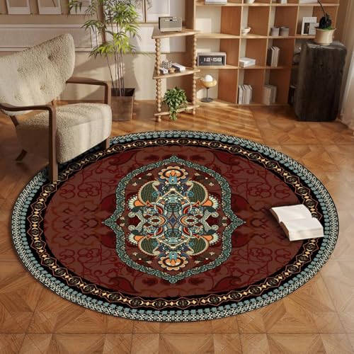 ZLXMN Retro-Design Runder Teppich 230cm Im Klassischer Traditioneller Wohnzimmer Braun Teppich Rutschfester RüCkseite Weich Innenbereich Vorleger Bodenmatte füR Schlafzimmer KüChe ZLXMN Retro-Design Runder Teppich 230cm Im Klassischer Traditioneller Wohnzimmer Braun Teppich Rutschfester RüCkseite Weich Innenbereich Vorleger Bodenmatte füR Schlafzimmer KüChe von ZLXMN