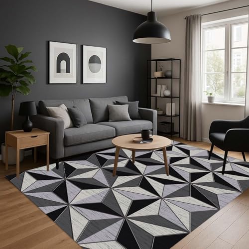 ZLXMN Schlichte Moderne Waschbare Teppiche füR Wohnzimmer, 100x150cm Dreieckiger Geometrischer Teppich FüR Schlafzimmer rutschfeste GroßE DüNne FußMatte füR Eingangsbereich Kleine KüChen ZLXMN Schlichte Moderne Waschbare Teppiche füR Wohnzimmer, 100x150cm Dreieckiger Geometrischer Teppich FüR Schlafzimmer rutschfeste GroßE DüNne FußMatte füR Eingangsbereich Kleine KüChen von ZLXMN
