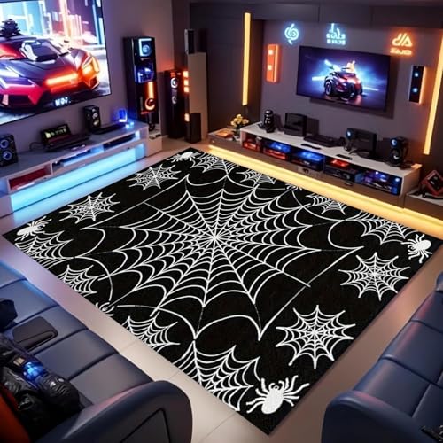 ZLXMN Schwarz-WeißEr Spinnennetz-Teppich 80x150cm füR Wohnzimmer Gothic-Heimdeko Illusionsteppich rutschfest Langlebig Waschbar Matte FüR Halloween-Dekor Spielzimmer Schlafzimmer ZLXMN Schwarz-WeißEr Spinnennetz-Teppich 80x150cm füR Wohnzimmer Gothic-Heimdeko Illusionsteppich rutschfest Langlebig Waschbar Matte FüR Halloween-Dekor Spielzimmer Schlafzimmer von ZLXMN