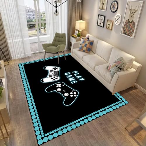 ZLXMN Spielteppich Kinder füR Spielzimmer 160x200cm Schwarz-Weiß Gamepad-Controller Gaming-Teppich füR Jungen Niedrigflorig rutschfest Waschbar DüNn Cool Teppiche füR Gaming Bettvorleger ZLXMN Spielteppich Kinder füR Spielzimmer 160x200cm Schwarz-Weiß Gamepad-Controller Gaming-Teppich füR Jungen Niedrigflorig rutschfest Waschbar DüNn Cool Teppiche füR Gaming Bettvorleger von ZLXMN