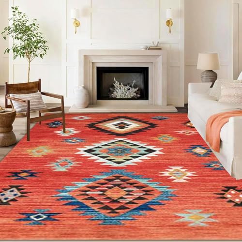 ZLXMN SüDwest-Wohnzimmerbereich Rutschfester Waschbarer Weicher Kurzflorteppichbereich 60x90cm Azteken-Serie Marokkanischer Teppich füR Eingangsbereich Schlafzimmer Badezimmer Orangeroter Teppich ZLXMN SüDwest-Wohnzimmerbereich Rutschfester Waschbarer Weicher Kurzflorteppichbereich 60x90cm Azteken-Serie Marokkanischer Teppich füR Eingangsbereich Schlafzimmer Badezimmer Orangeroter Teppich von ZLXMN