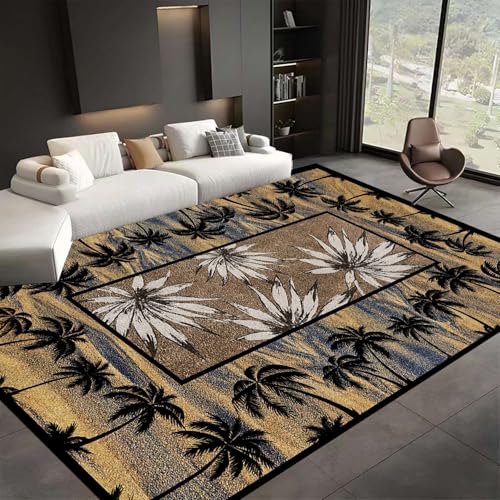 ZLXMN Vintage Dschungel Teppich,60x110cm,Tropischer Wald InnentüRmatte, Botanischer Druck Waschbare Weich Teppiche FüR Wohnzimmer Lounge Eingangsbereich rutschfeste Bodenmatte von ZLXMN