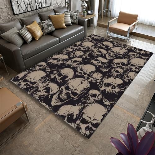 ZLXMN Vintage-Teppich Mit 60x100cm Schreiendem Totenkopf Schwarz FüR Wohnzimmer Gothic-Dekor Horror-Totenkopf-Teppich Weich rutschfest Maschinenwaschbar füR KüChe Und Badezimmer FußMatten ZLXMN Vintage-Teppich Mit 60x100cm Schreiendem Totenkopf Schwarz FüR Wohnzimmer Gothic-Dekor Horror-Totenkopf-Teppich Weich rutschfest Maschinenwaschbar füR KüChe Und Badezimmer FußMatten von ZLXMN