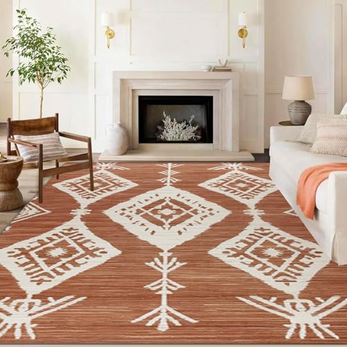 ZLXMN Waschbarer Marokkanischer Teppich 160x200cm Gebranntes Orange SüDwest Azteken Teppich Boho Weiche rutschfeste Innenmatte füR Die VordertüRmatte Wohnzimmer, Eingang ZLXMN Waschbarer Marokkanischer Teppich 160x200cm Gebranntes Orange SüDwest Azteken Teppich Boho Weiche rutschfeste Innenmatte füR Die VordertüRmatte Wohnzimmer, Eingang von ZLXMN