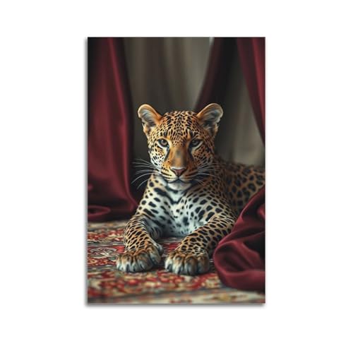 ZLXZPL Büro-Wandgemälde, Kunst-Leinwand-Poster, Tierposter Leopard auf Teppich, elegantes Bild, zeigt anmutigen Charme, dekoratives Gemälde, 30 x 45 cm, ungerahmter Stil ZLXZPL Büro-Wandgemälde, Kunst-Leinwand-Poster, Tierposter Leopard auf Teppich, elegantes Bild, zeigt anmutigen Charme, dekoratives Gemälde, 30 x 45 cm, ungerahmter Stil von ZLXZPL