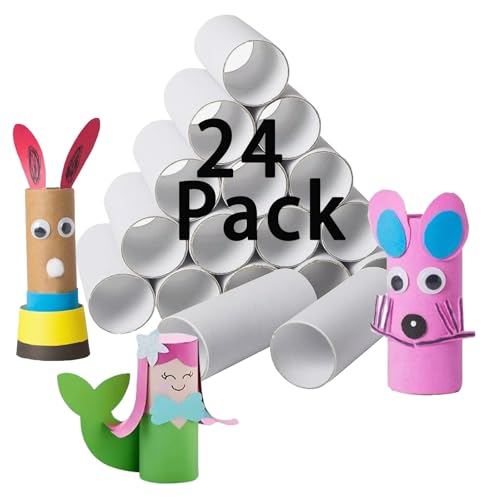24 Packungen Bastelrollen, DIY-Kartonröhren zum Basteln, runde, dicke Kartonröhre für Heimwerker, weiße Papierröhre für Kunsthandwerk, 4,2 x 10,9 cm 24 Packungen Bastelrollen, DIY-Kartonröhren zum Basteln, runde, dicke Kartonröhre für Heimwerker, weiße Papierröhre für Kunsthandwerk, 4,2 x 10,9 cm von ZLY