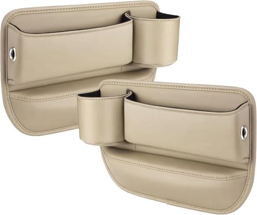 ZLYFCL 2 Stück Aufbewahrungsbox für Autositze für BMW 2er Active Tourer U06 2022 2023 2024 2025, Autositz Seitentaschen Organizer Lückenfüller Zubehör,Beige von ZLYFCL