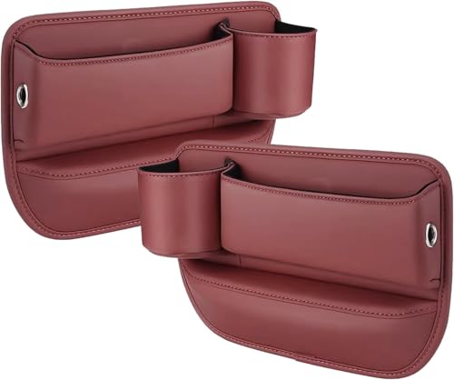 ZLYFCL 2 Stück Aufbewahrungsbox für Autositze für BMW 2er Active Tourer U06 2022 2023 2024 2025, Autositz Seitentaschen Organizer Lückenfüller Zubehör,Red von ZLYFCL