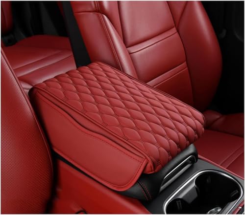 ZLYFCL Auto-Armlehnen-Pad für Benz GLE NE 2021 2022 2023 2024 2025 2026, Leder Auto Mittelkonsole Armlehnenpolster Dekorations Zubehör,C-Red von ZLYFCL