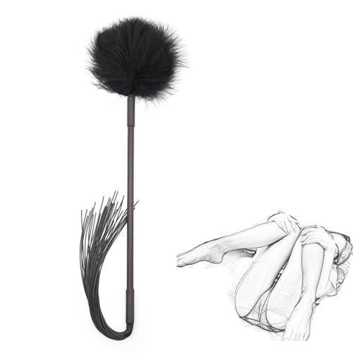 ZLYFCL Deluxe Federkitzler Echte Feder mit Silikon Quaste SM Peitsche Erotik Flogger Bondage Spanking Paddel Liebes Feder Kitzler Gerten Flirten Tickler Erotische Bettfesseln Sexspielzeug für Paare von ZLYFCL