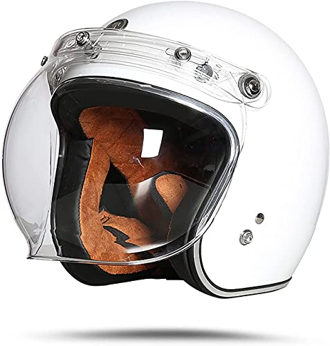 ZLYJ Erwachsene Motorrad Halboffener Helm 3/4 Helm ECE Motorrad Jethelm, Retro Visier Crash Helm Mit Bubble Mirror F,XXL(63-64cm) von ZLYJ