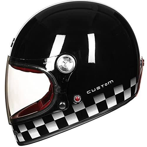 ZLYJ Integralhelm für Erwachsene Fiberglas Retro-Stil Motorrad-Sturzhelm ECE-zugelassener Racing-Tourenhelm B,Large von ZLYJ