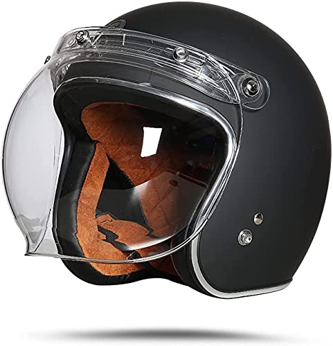 ZLYJ Motorrad Demi-Jet-Helm ECE-Zertifizierter Halboffener Helm Jet-Helm Scooter Kompakthelm Erwachsene Anti-Kratz-Visier C,XL(61-62cm) von ZLYJ