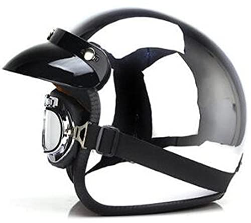 ZLYJ Motorrad Halbgesichtshelme Mirror Silver Chrome Jethelm Motorrad Pilot Crash Chopper Helm Retrohelme, Mit Sonnenblende, ECE-Geprüft B,M von ZLYJ