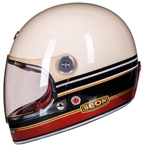 ZLYJ Vintage Integralhelm Motorrad Motorrad Scooter Retro Classic Crash Racing Touring ECE-Zugelassener Helm E,Large von ZLYJ