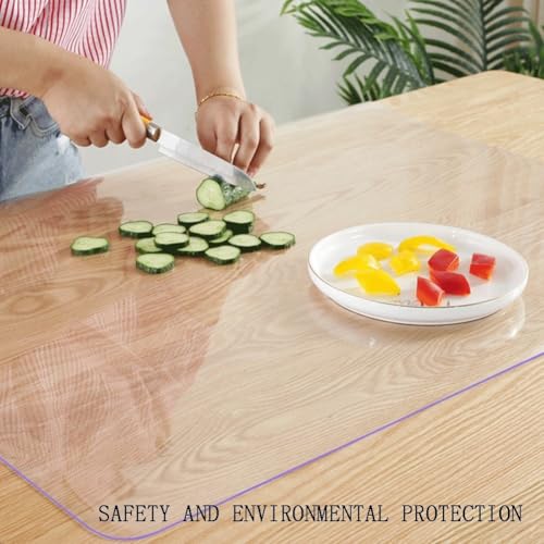 Plastic Table Protector Waterproof Clear Tablecloth PVC Tablecloth 1.5/2.0mm Thick Wash-free prevent skidding for Hardwood Surface Kitchen ZLYWE(Clear-2.0MM,60X90CM) von ZLYWE