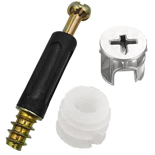 Verbindungsstange für Möbel, 40 mm, Verbindungsstück, Klemmmutter, Nockenbeschläge, mit Dübel und vormontierter Mutter für Schrankmöbel, 3-in-1-Möbelverbindungsbeschläge, 40 Stück Verbindungsstange für Möbel, 40 mm, Verbindungsstück, Klemmmutter, Nockenbeschläge, mit Dübel und vormontierter Mutter für Schrankmöbel, 3-in-1-Möbelverbindungsbeschläge, 40 Stück von ZLYY Store