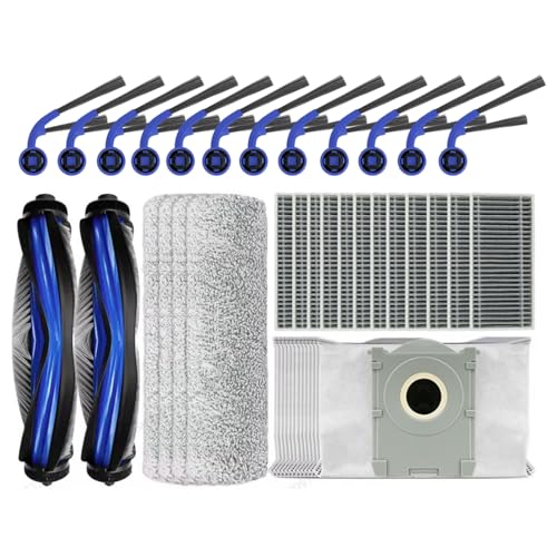 ZLiT Ersatzteile für Ecovacs T80 Roboterstaubsauger Hauptbürste Rolle Stoff Filter Staubbeutel Seitenbürsten (2 Hauptbürsten + 4 Rollenbürsten + 12 Seitenbürsten + von ZLiT