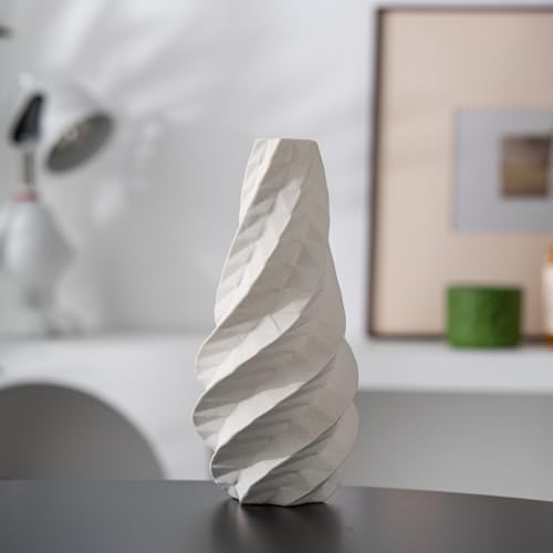 ZMARKRAFT Keramikvase | Minimalismus Vase für Blumen | Moderne Deko Vasen | Blumenvase | Gewindete Keramikvasen Wohnzimmer Esstisch Kaminregal Eingangsbereich Büro Einweihungsgeschenk (Weißes, Groß) von ZMARKRAFT