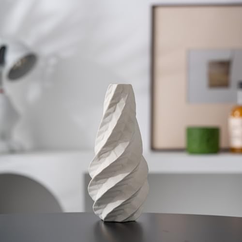 ZMARKRAFT Keramikvase | Minimalismus Vase für Blumen | Moderne Deko Vasen | Blumenvase | Gewindete Keramikvasen Wohnzimmer Esstisch Kaminregal Eingangsbereich Büro Einweihungsgeschenk (Weißes, Klein) von ZMARKRAFT