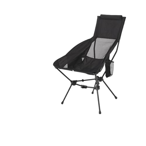 ZMCGNO Camping Moon Chair Ultraleichter Angelklappstuhl mit Kopfstütze for Entspannen, faltbar, for Freizeitreisen, Picknick(Aluminum Black) von ZMCGNO