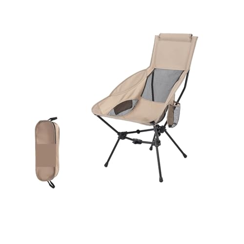 ZMCGNO Camping Moon Chair Ultraleichter Angelklappstuhl mit Kopfstütze for Entspannen, faltbar, for Freizeitreisen, Picknick(Aluminum Khaki) von ZMCGNO