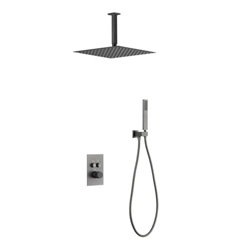 ZMCGNO Digitaler Regenduschkopf Badezimmer Messing Bad Wandmontage Duschset Wandmontage Wasserhahn Duschset(Gray a,12 inch) von ZMCGNO