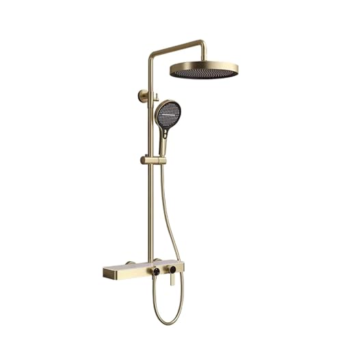 ZMCGNO Duschsystem-Set Badezimmer-Duscharmatur-Set 3-Wege-Regendusche-Set Duschmischer-Kran mit Handbrause-Set(Gold) von ZMCGNO