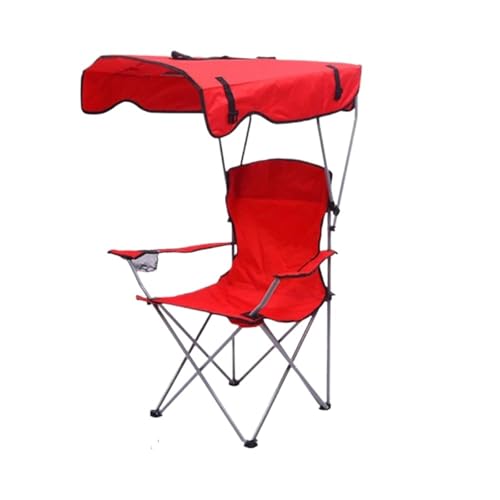 ZMCGNO Klappbarer Baldachinstuhl mit Schatten, tragbarer Liegestuhl, Strandstuhl for Rasen, Camping, Picknick, Angeln im Freien, bequemer Liegesitz(Red) von ZMCGNO
