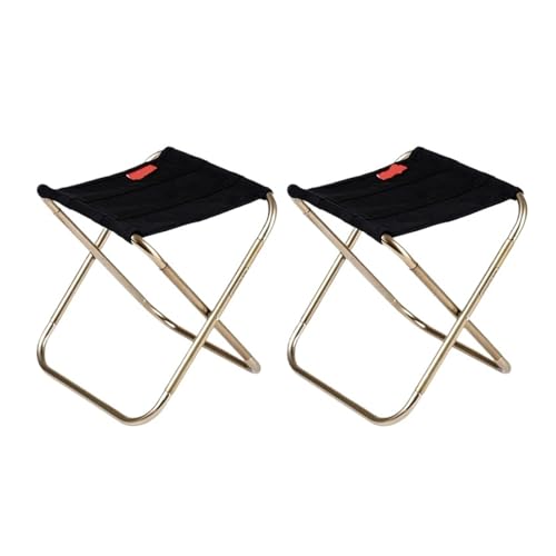 ZMCGNO Leichter Outdoor-Campingstuhl Aluminium Klapphocker Angelhocker Zusammenklappbare Campingsitze Wanderhocker(Black x 2) von ZMCGNO