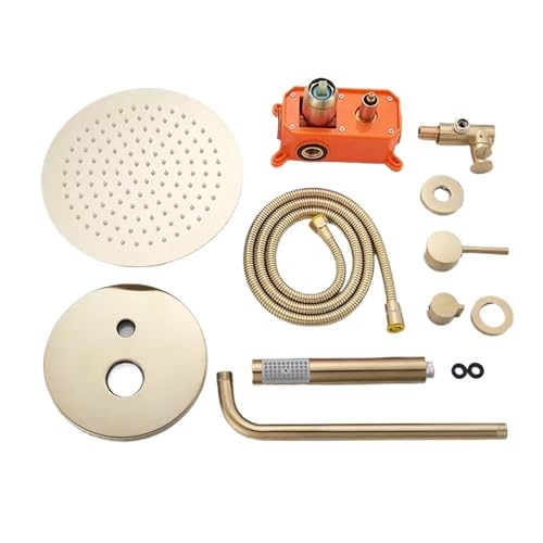 ZMCGNO Messing Wand Montiert Gebürstet Verdeckte Dusche Regen Badezimmer Dusche Wasserhahn Set Heiß Kalt(16Inch-with Box) von ZMCGNO