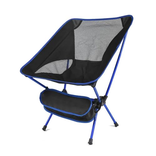 ZMCGNO Outdoor Folding Camping Moon Chair Aluminiumlegierung Ultraleicht Tragbare Lagerung Angeln Rückenlehne Hocker Home BBQ Gartennutzung(Blue) von ZMCGNO