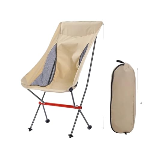 ZMCGNO Outdoor Folding Camping Moon Chair Aluminiumlegierung Ultraleicht Tragbare Lagerung Angeln Rückenlehne Hocker Home BBQ Gartennutzung(Khaki) von ZMCGNO