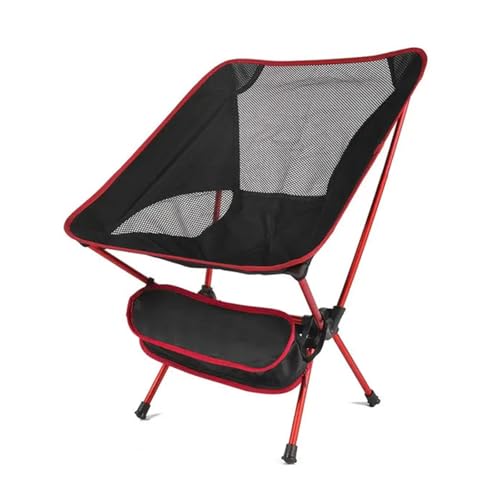 ZMCGNO Outdoor Folding Camping Moon Chair Aluminiumlegierung Ultraleicht Tragbare Lagerung Angeln Rückenlehne Hocker Home BBQ Gartennutzung(Red) von ZMCGNO