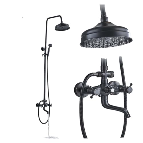 ZMCGNO Schwarz Badezimmer Dusche Wasserhahn Set Wand Halterung Dual Griff Mit Handbrause Badezimmer Dusche Heißes Kaltes Wasser ZMCGNO Schwarz Badezimmer Dusche Wasserhahn Set Wand Halterung Dual Griff Mit Handbrause Badezimmer Dusche Heißes Kaltes Wasser von ZMCGNO